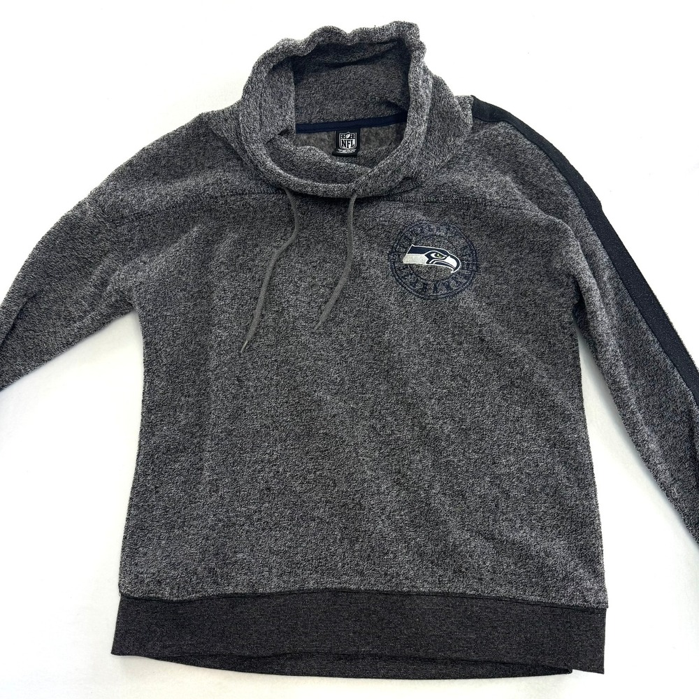 NFL Team Apparel Seattle Seahawks Women Small Gray Cowl Neck Fleece Sweatshirt